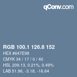 Color code: RGB 100.1 126.8 152 | qconv.com