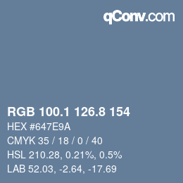 Color code: RGB 100.1 126.8 154 | qconv.com