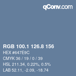 Color code: RGB 100.1 126.8 156 | qconv.com