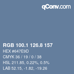 Color code: RGB 100.1 126.8 157 | qconv.com