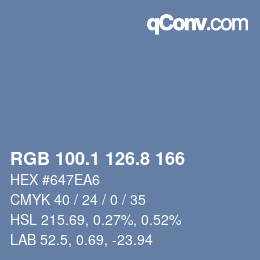 Color code: RGB 100.1 126.8 166 | qconv.com