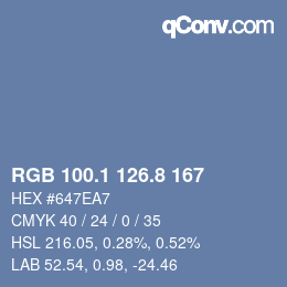 カラーコード: RGB 100.1 126.8 167 | qconv.com