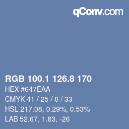 Color code: RGB 100.1 126.8 170 | qconv.com