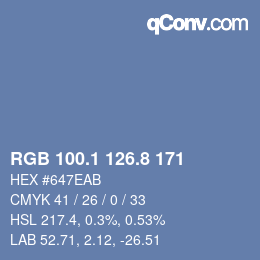 Color code: RGB 100.1 126.8 171 | qconv.com