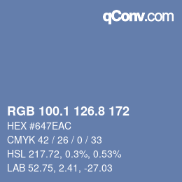 Color code: RGB 100.1 126.8 172 | qconv.com