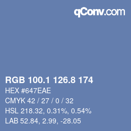 Farbcode: RGB 100.1 126.8 174 | qconv.com