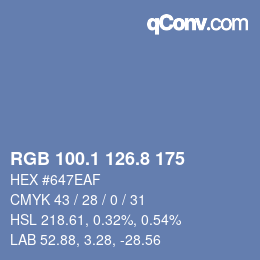 Color code: RGB 100.1 126.8 175 | qconv.com