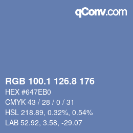 Color code: RGB 100.1 126.8 176 | qconv.com