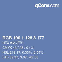 カラーコード: RGB 100.1 126.8 177 | qconv.com