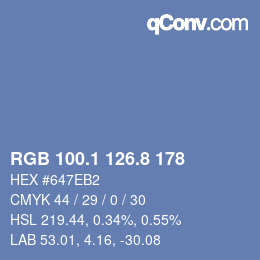 カラーコード: RGB 100.1 126.8 178 | qconv.com
