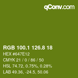 カラーコード: RGB 100.1 126.8 18 | qconv.com