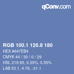 Color code: RGB 100.1 126.8 180 | qconv.com