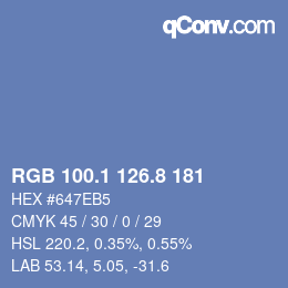 Color code: RGB 100.1 126.8 181 | qconv.com