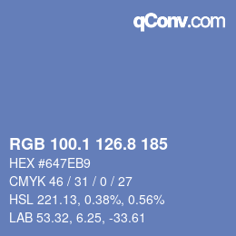 カラーコード: RGB 100.1 126.8 185 | qconv.com