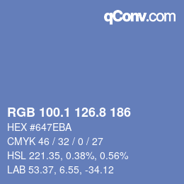カラーコード: RGB 100.1 126.8 186 | qconv.com
