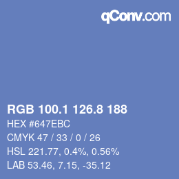 カラーコード: RGB 100.1 126.8 188 | qconv.com