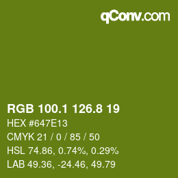 カラーコード: RGB 100.1 126.8 19 | qconv.com