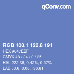 カラーコード: RGB 100.1 126.8 191 | qconv.com