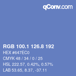 カラーコード: RGB 100.1 126.8 192 | qconv.com