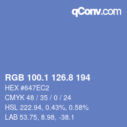 カラーコード: RGB 100.1 126.8 194 | qconv.com