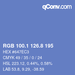 カラーコード: RGB 100.1 126.8 195 | qconv.com