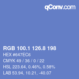 Color code: RGB 100.1 126.8 198 | qconv.com