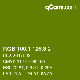 カラーコード: RGB 100.1 126.8 2 | qconv.com