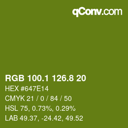 カラーコード: RGB 100.1 126.8 20 | qconv.com