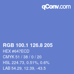 Color code: RGB 100.1 126.8 205 | qconv.com