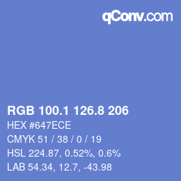 Color code: RGB 100.1 126.8 206 | qconv.com