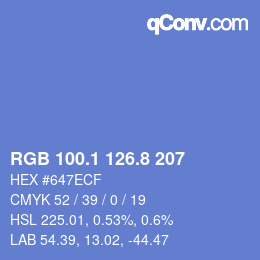 Color code: RGB 100.1 126.8 207 | qconv.com