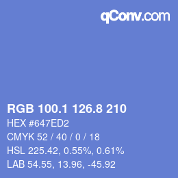 カラーコード: RGB 100.1 126.8 210 | qconv.com
