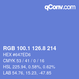 Color code: RGB 100.1 126.8 214 | qconv.com