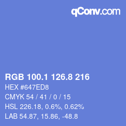 Código de color: RGB 100.1 126.8 216 | qconv.com