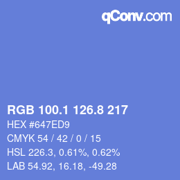 Color code: RGB 100.1 126.8 217 | qconv.com