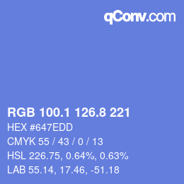 カラーコード: RGB 100.1 126.8 221 | qconv.com