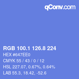 カラーコード: RGB 100.1 126.8 224 | qconv.com