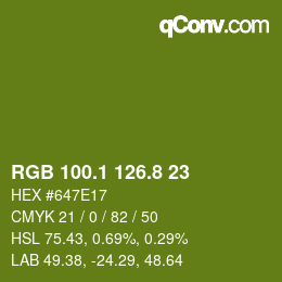 カラーコード: RGB 100.1 126.8 23 | qconv.com