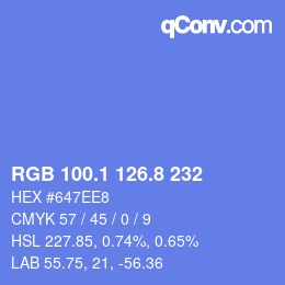 カラーコード: RGB 100.1 126.8 232 | qconv.com