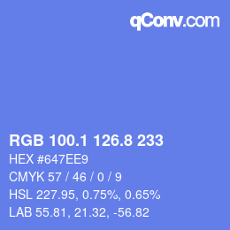 カラーコード: RGB 100.1 126.8 233 | qconv.com