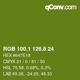 カラーコード: RGB 100.1 126.8 24 | qconv.com