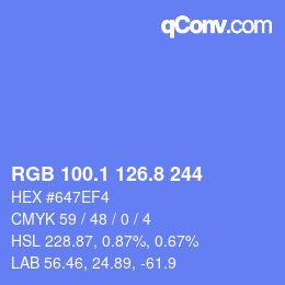 カラーコード: RGB 100.1 126.8 244 | qconv.com