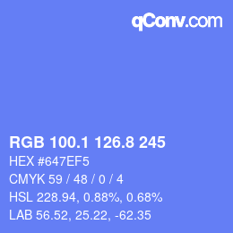 カラーコード: RGB 100.1 126.8 245 | qconv.com