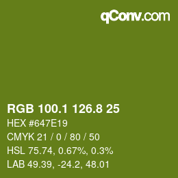 カラーコード: RGB 100.1 126.8 25 | qconv.com