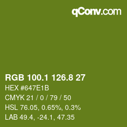 カラーコード: RGB 100.1 126.8 27 | qconv.com