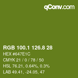 カラーコード: RGB 100.1 126.8 28 | qconv.com
