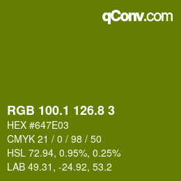 カラーコード: RGB 100.1 126.8 3 | qconv.com
