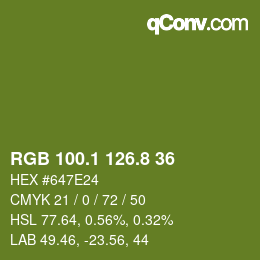 カラーコード: RGB 100.1 126.8 36 | qconv.com