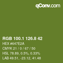 カラーコード: RGB 100.1 126.8 42 | qconv.com