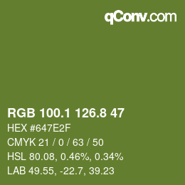 Color code: RGB 100.1 126.8 47 | qconv.com